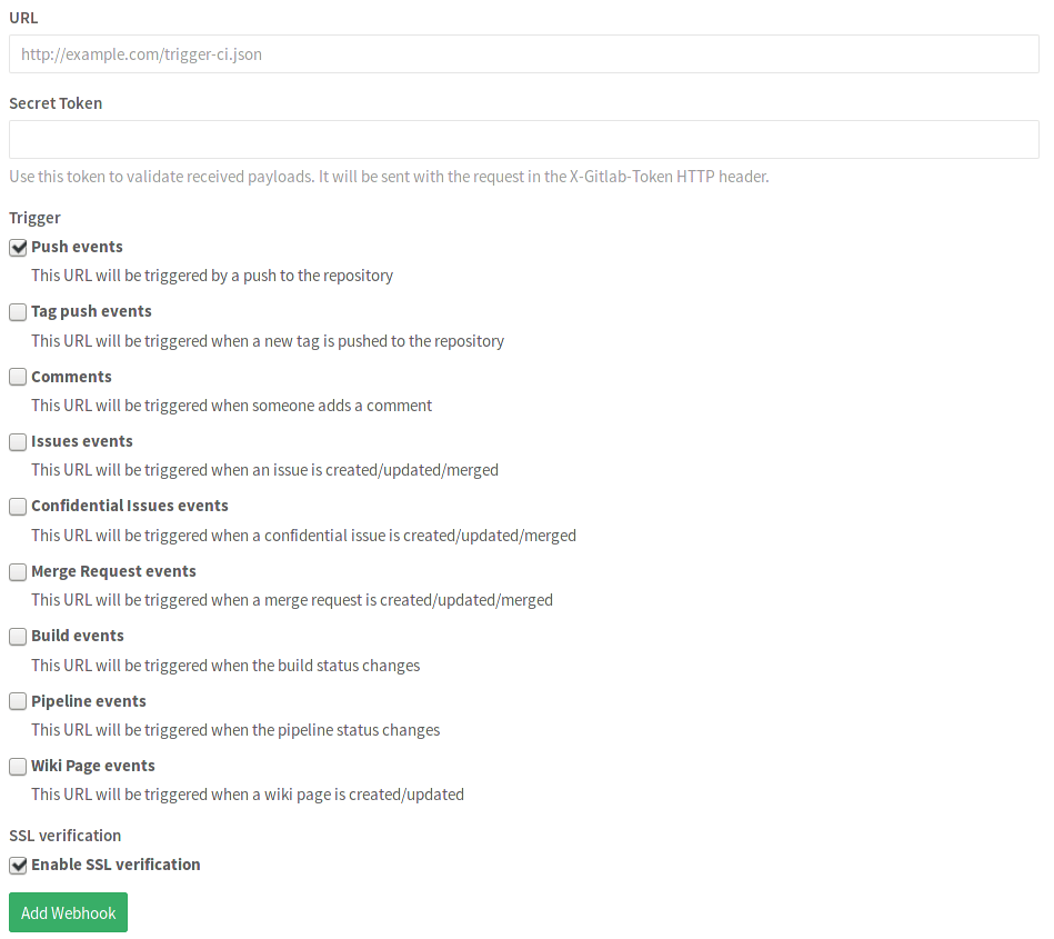 Webhooks · Integrations · Project · User · Help · GitLab